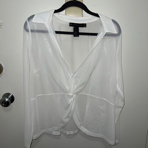 Fashion to Figure White Mesh Long Sleeve Shirt 1X Brand New